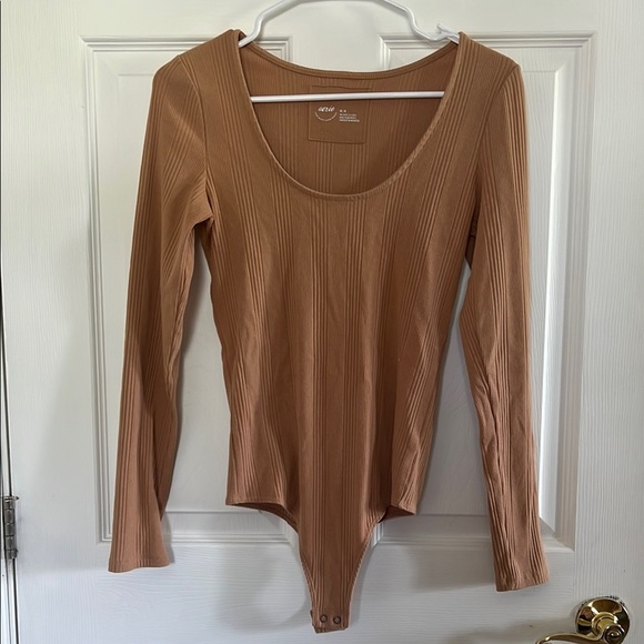Aerie Brown Fitted Ribbed Bodysuit - Picture 1 of 4